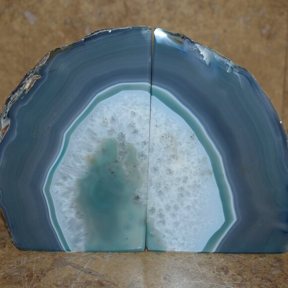 Vintage beautiful Agate Geode Quartz Crystal Rock Stone Rock Open book end - Picture 4 of 14